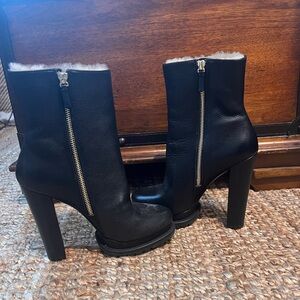 Alice + Olivia high heeled boot with shearling interior